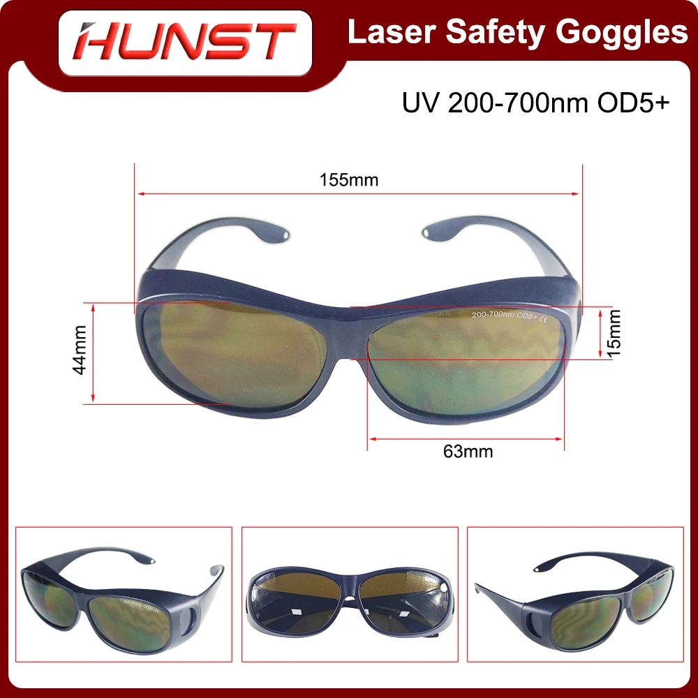 HUNST OD5+ Professional Laser Safety Goggles for 355nm 450nm 520nm 532nm 650nm UV,Green,Blue, Red Laser Eye Protective Goggles