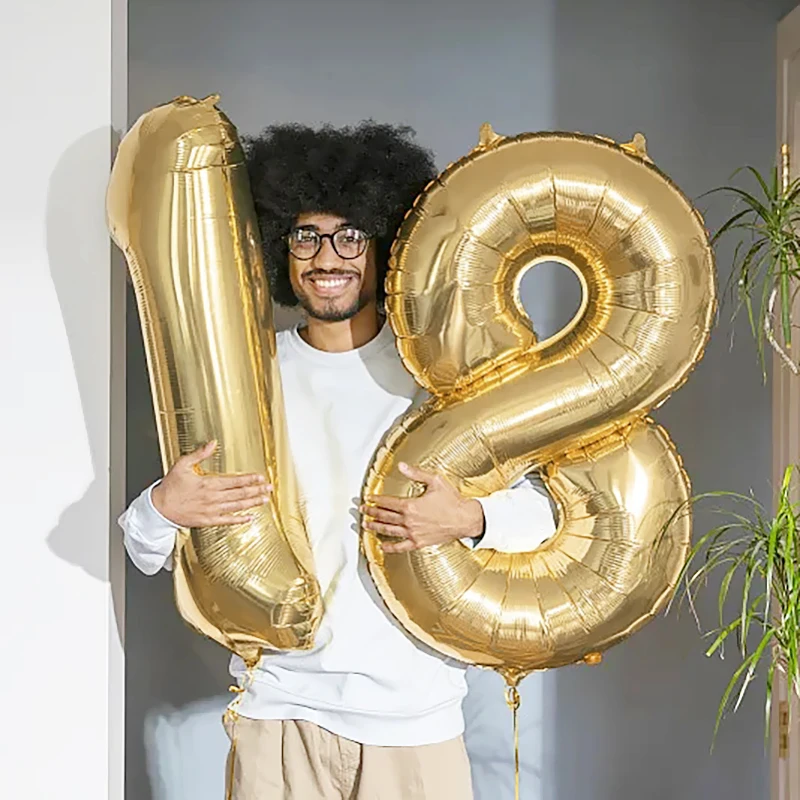 Gold Number Balloons 40 Inch Foil Balloon Adult Kids Birthday Anniversary Decoration Party Gold 0 1 2 3 4 5 6 7 8 9 Balloon
