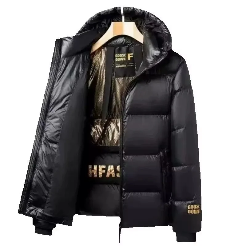 New Men's Hooded Goose Down Jacket for Autumn and Winter Luxury Fashion Leisure Outdoor Waterproof and Warm Down Jacket