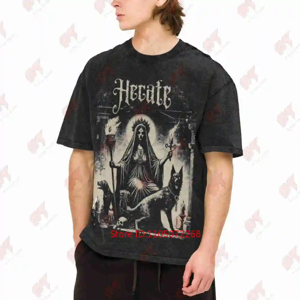 Hecate Greek Mythology Goddess Witch Pagan Occult Symbol Wiccan Vintage Washed Tee Pure Cotton T-Shirt