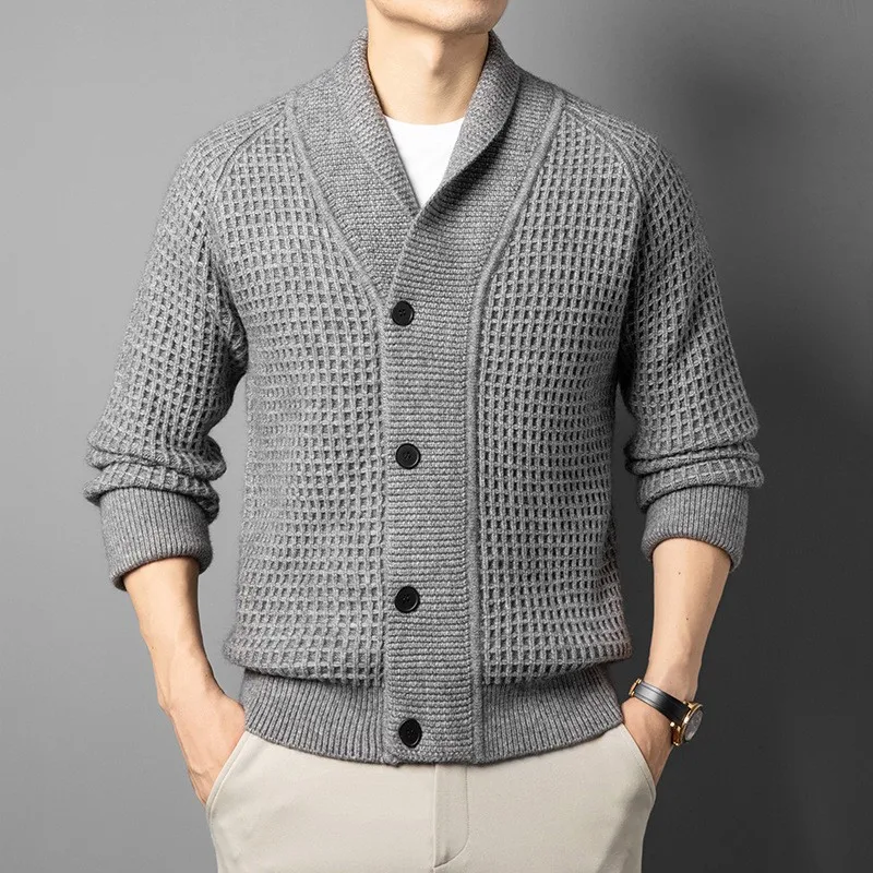 

Men's Knitted Cardigan Sweater Thiened Casual Sle Double Collar Autumn Winter Outerwear Versatile Comfortable Breathable