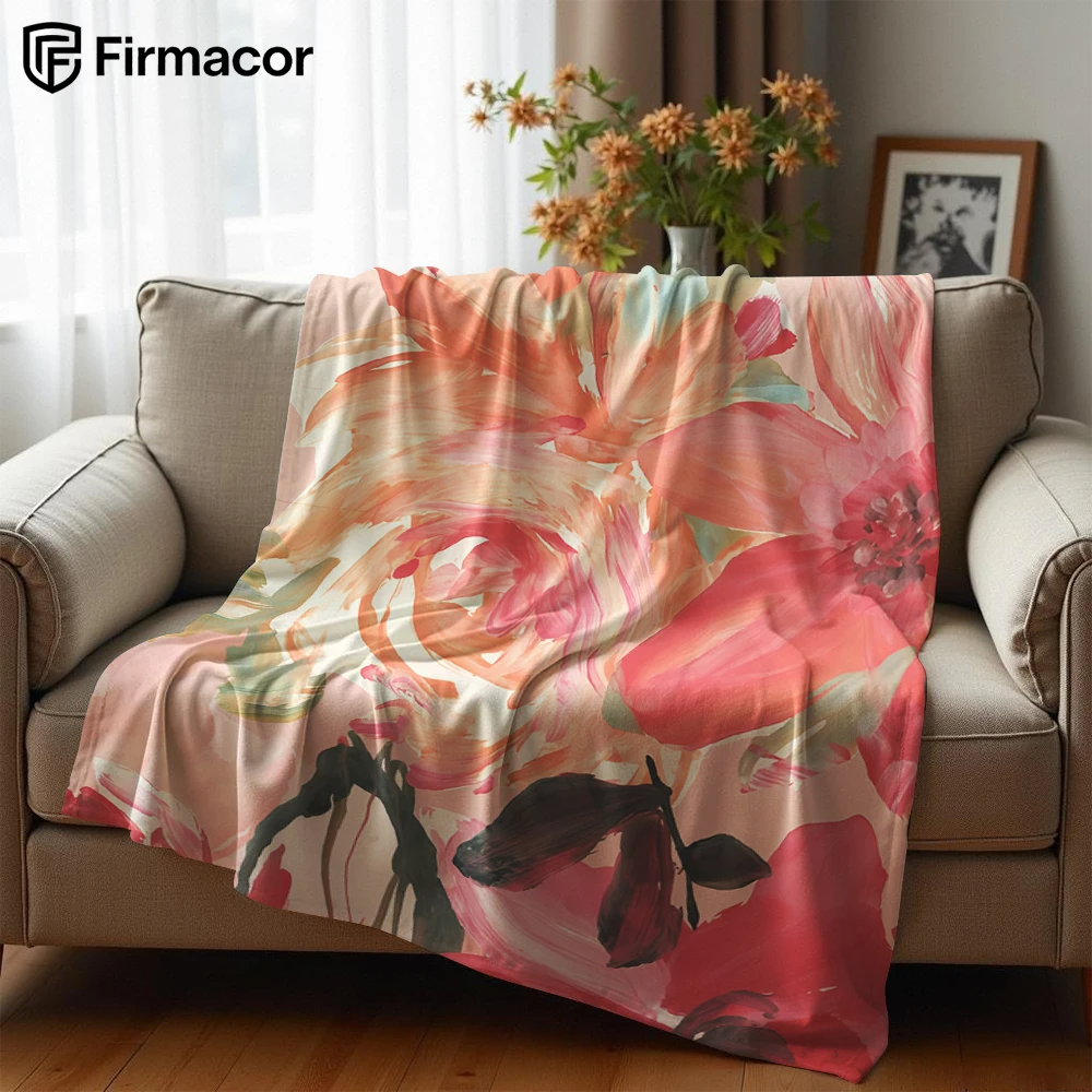 Oil Painting Bloom Ultra Soft Sherpa Fleece Blanket Fluffy Warm Halloween Cozy Throw for Sofa Couch Bedroom Gift All season