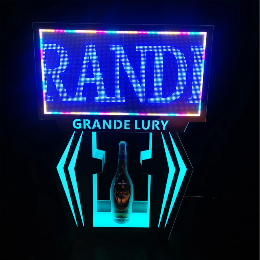 OEM LED Letter Message Board Bottle Presenter DIY Message Billboard Sign Bottle Carrier LED Screen VIP Wine Display Holder