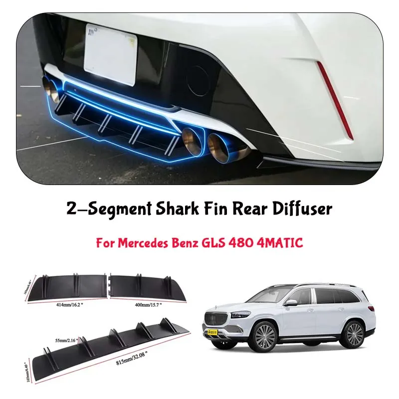 For Mercedes Benz GLS 480 4MATIC Shark Fin Rear Diffuser Split Chassis Spoiler Auto Aerodynamic Parts Aerodynamic Modification