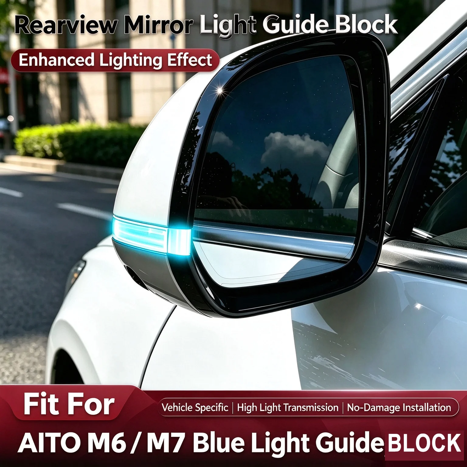 Rearview Mirror Small Blue/Yellow Light Guide Block for AITO M6 / M7  Intelligent Driving Assist Steering Light