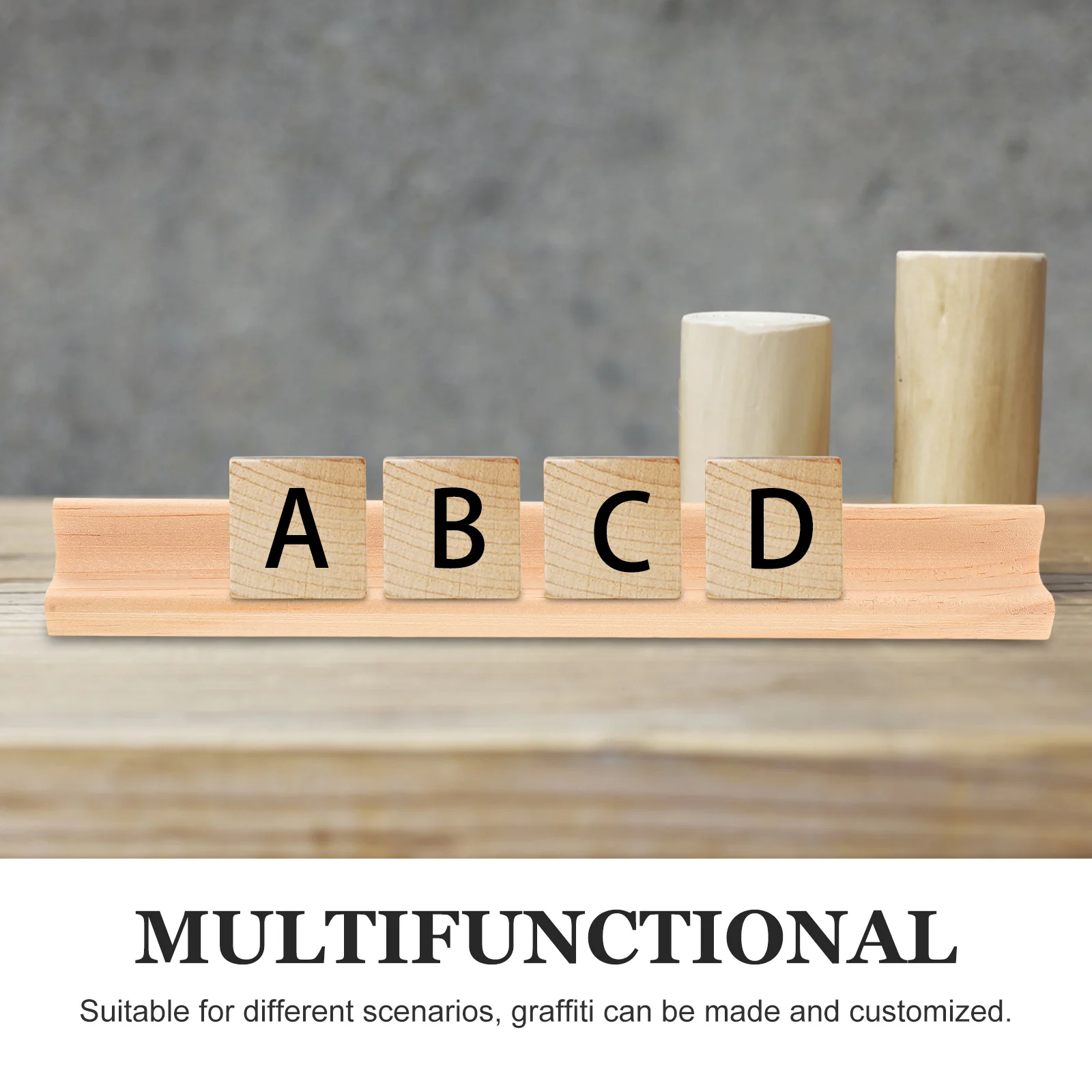 5-teilige Domino-Racks mit Buchstabenbasis für mexikanische Schleppe, Kiefernholz, beige Holzfliesenhalter