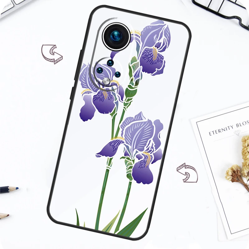Iris Purple Flower Watercolor Case For Honor Magic 7 5 6 Pro Honor 200 Pro X9b X9a X8b X8a X8 X9 X9c 50 70 90 Lite Cover