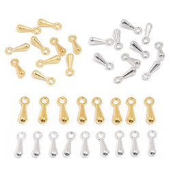 100pcs 7.5x2mm Silvery Gold Color Water Drop Pendant End Beads Tail Clasp Extender Chain for DIY Jewelry Making Accessories
