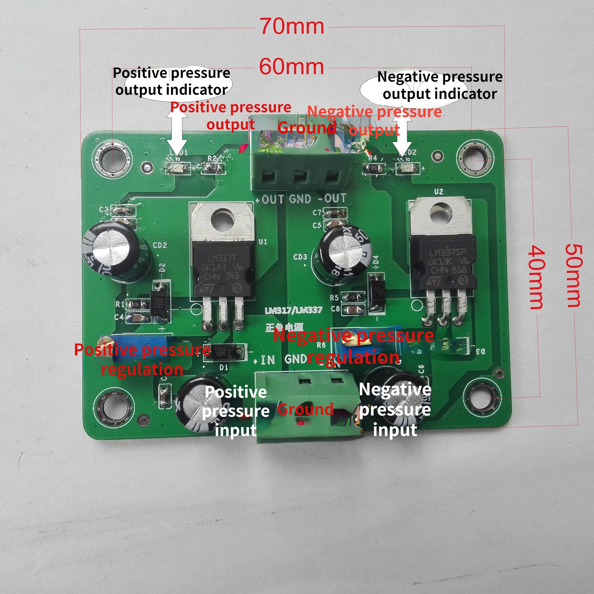 

LM317 LM337 Positive and Negative Power Supply Module Linear Regulated Power Supply Adjustable Buck Power Supply Low Noise