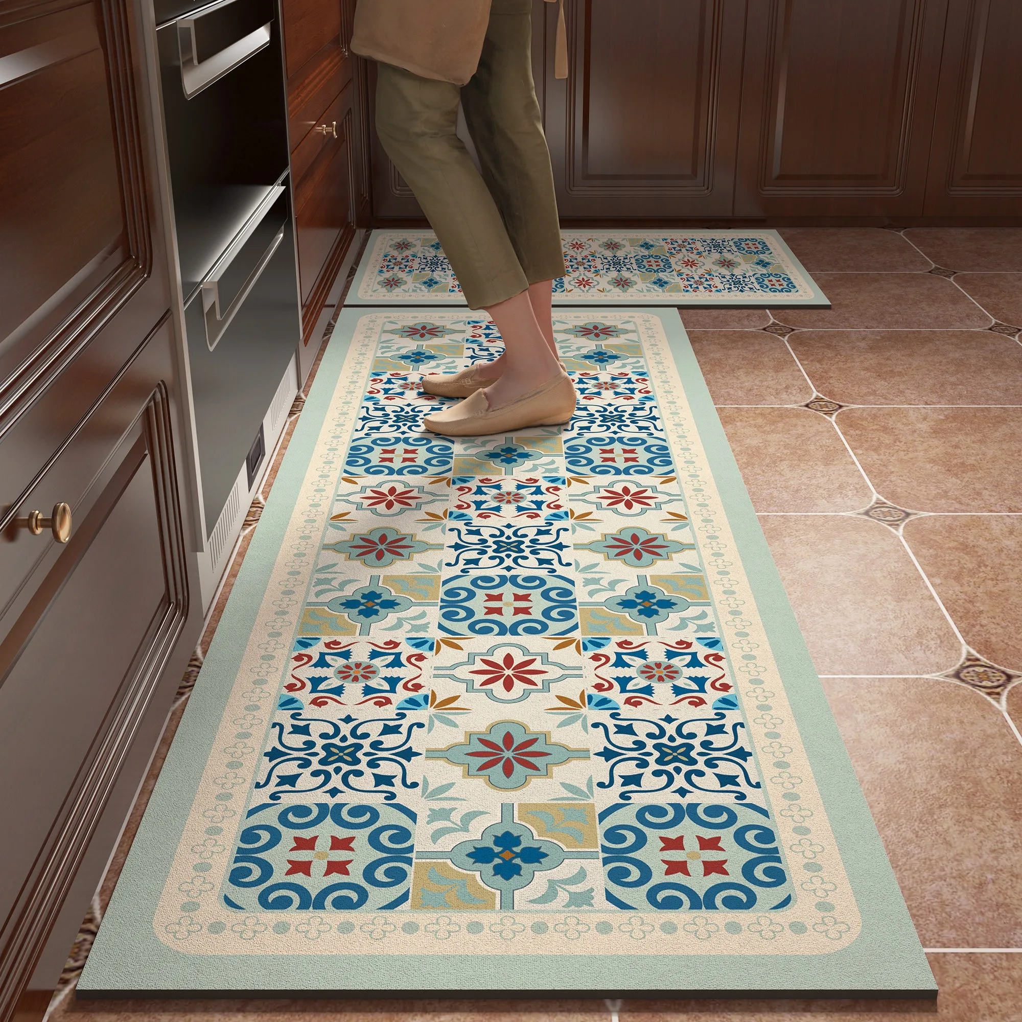 American Retro Kitchen Carpet Oil-proof Waterproof Anti-slip Floor Mats Long Strip Runner Rugs Коврик Для Кухни Alfombra Cocina
