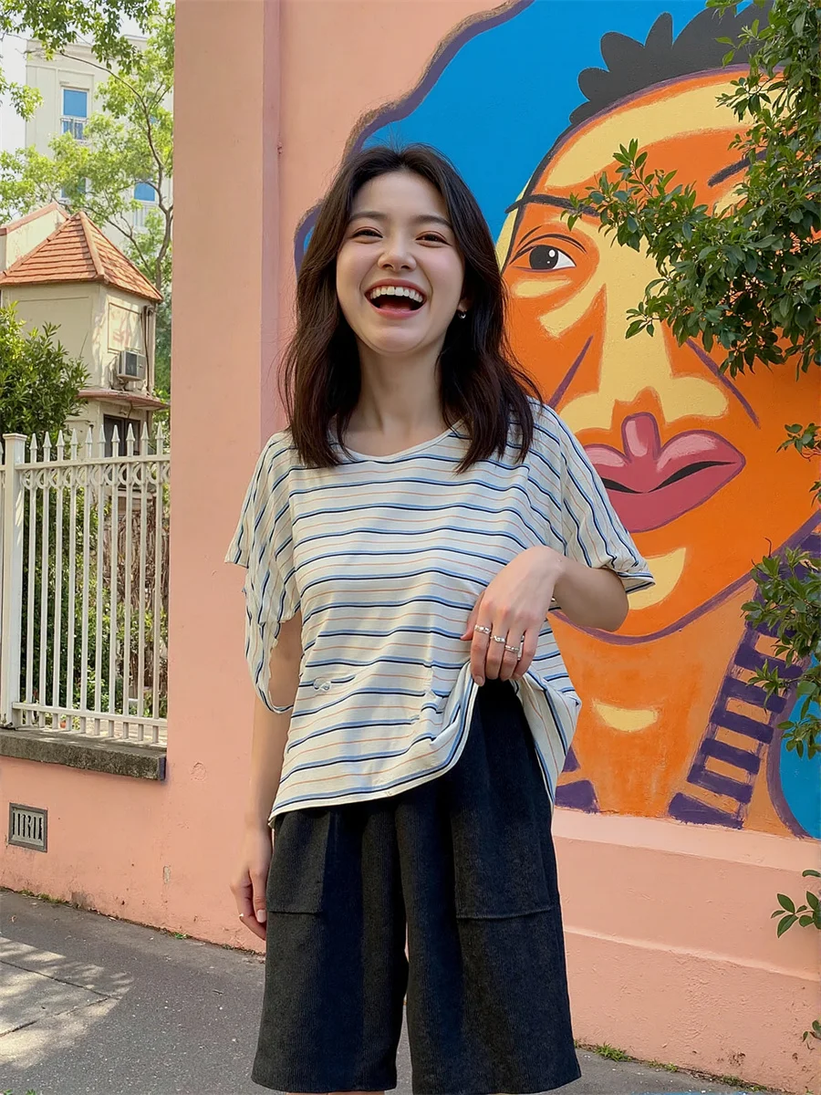 Perna larga casais shorts das mulheres do vintage estilo americano esportes curto cintura alta carga calças soltas denim na moda rua azul