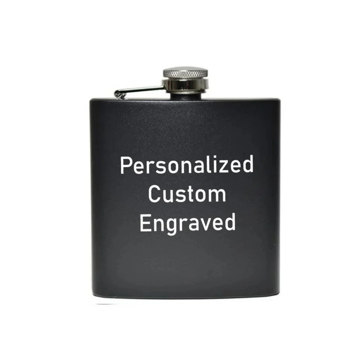 Customizable Black Flask Stainless Steel 6 oz Flask Personalized with Custom Text 6oz Metal Alcohol