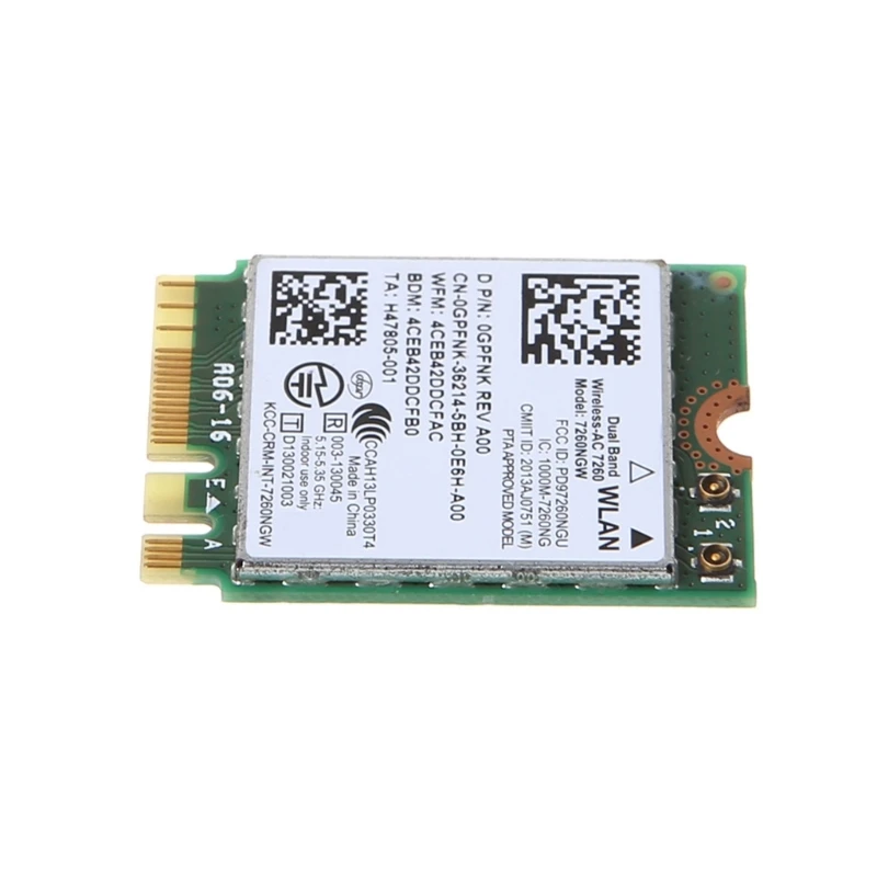 7260NGW Thẻ WiFi Đầu nối bộ điều hợp Wlan băng tần kép 150Mbps cho