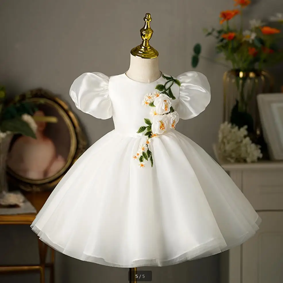 Baby Spanish Lolita Princess Ball Gown Fashion Appliques Design Infant Birthday Party Christening Dresses For Girls A1656