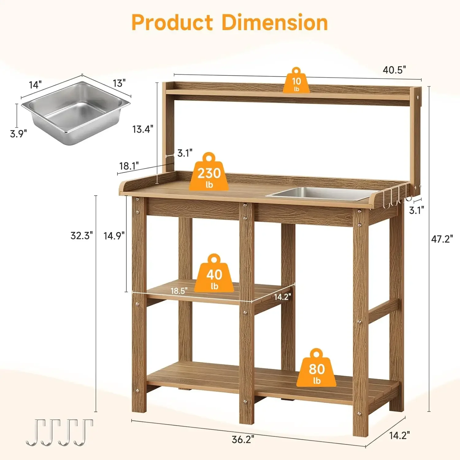 [Prezzo scontato! ] Panca per invasatura, panca per invasatura da esterno con lavello rimovibile, panche per invasatura HDPS per esterno