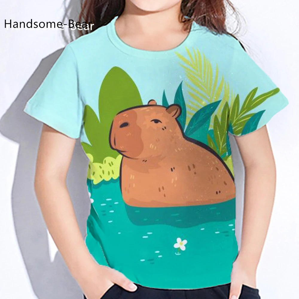 

2025 Capybara 3D Print Baby T-Shirt round Neck Cute Clothing for Boys Girls Novelty Child Tops for Autumn