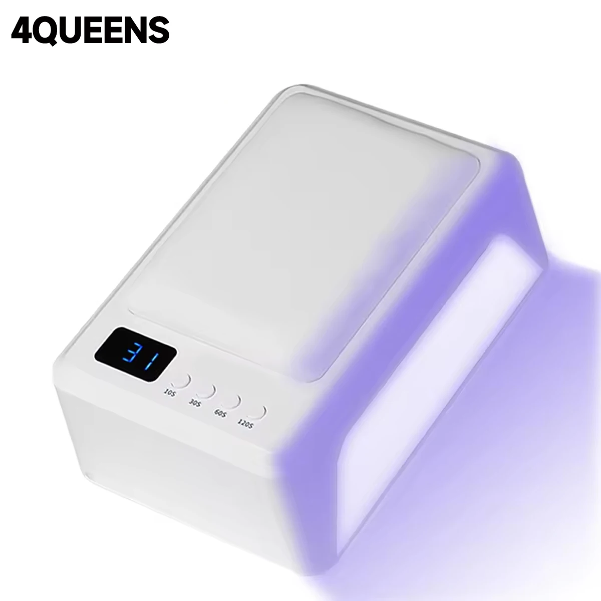 4QUEENS Lampe UV LED professionnelle haute puissance 72 W, 60 LED rechargeables, grande lampe UV avec coussinet manuel pour tous les vernis à ongles gel. Séchage rapide. Outil de salon pour les ongles.