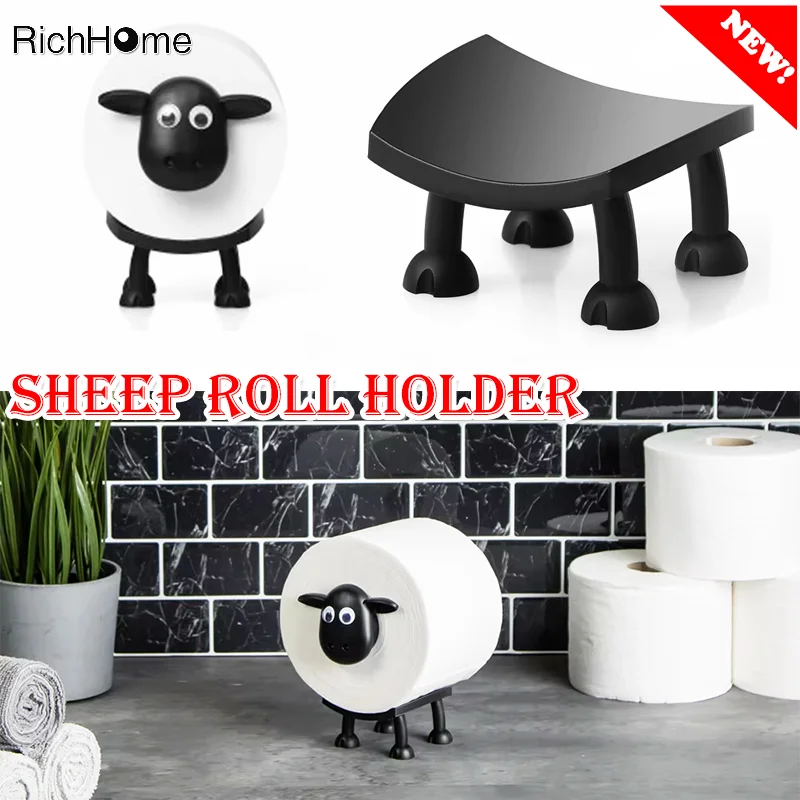 Cute Sheep Toilet Roll Holder Resin Lovely Sheep Tissue Box Stackable for Home Bathroom Stackable Animal Tissue Organiser