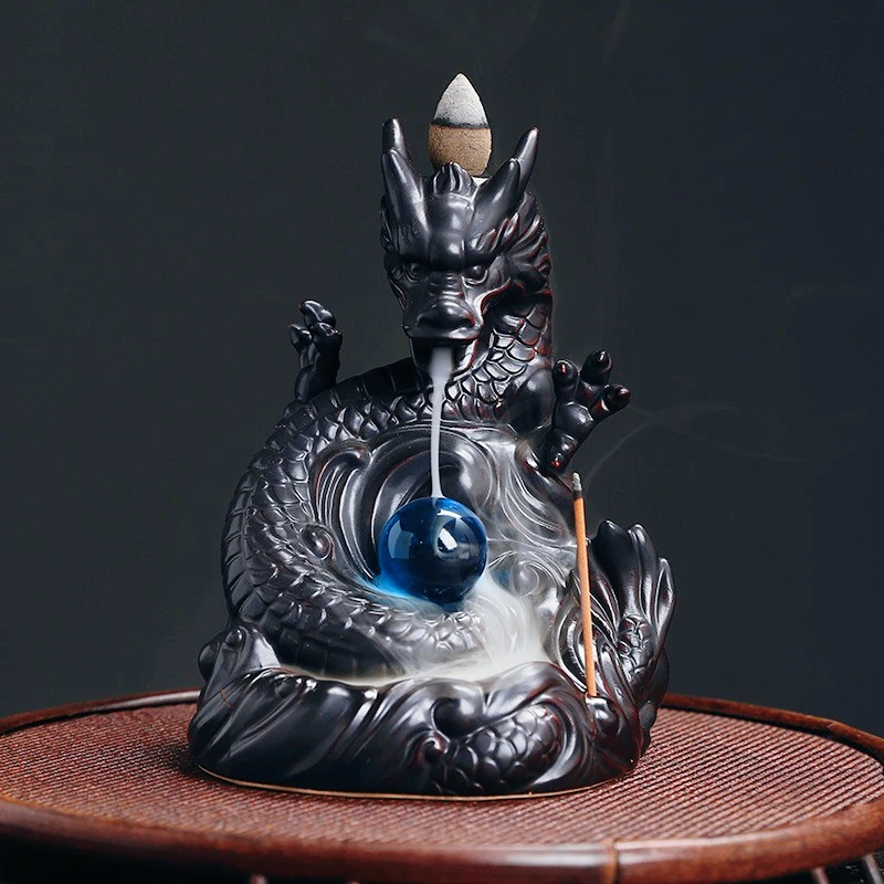 

Advanced Dragon Reverse Flow Incense Burner Creative Home Decoration Ceramic Dragon Play Pearl Home Decoration Crafts