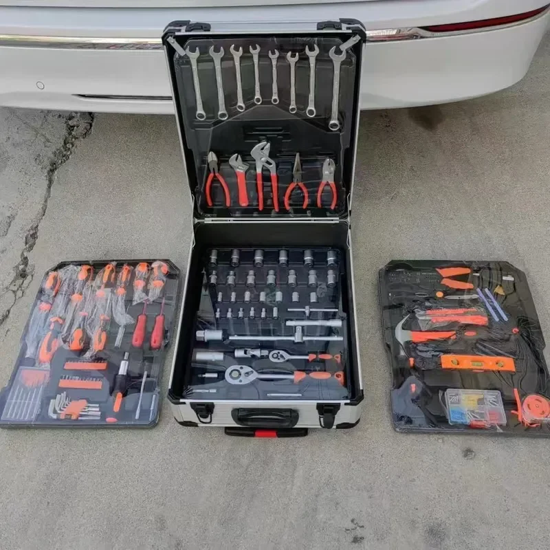 for Carbon Steel 187 Pcs Household Hardware Tools Combination Kit Auto Repair Machine Repair Aluminum Trolley Case Sleeve