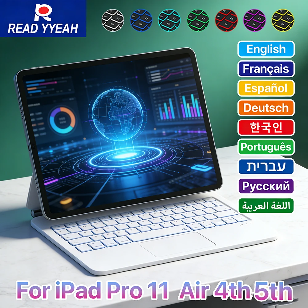 

Официальная беспроводная клавиатура Magic 2026 с сенсорной панелью для iPad 11-го и 10-го поколений, магнитный чехол для iPad Pro Air 12.9 дюймов, умная обложка-книжка