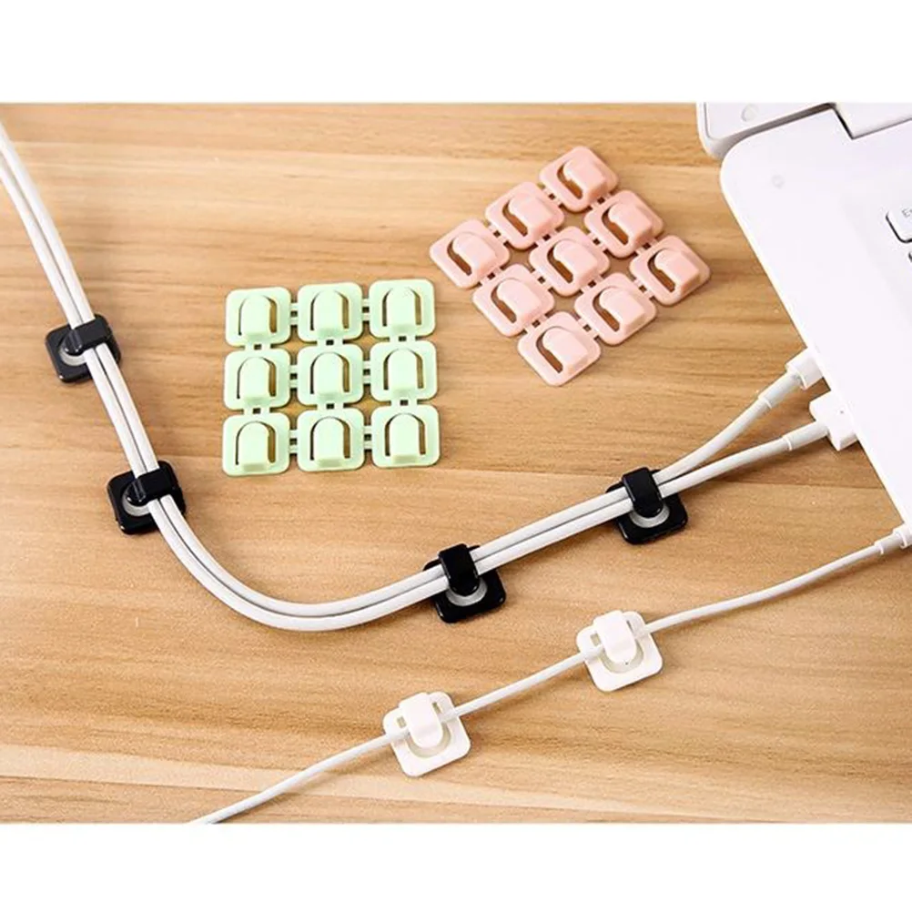 

18Pcs Clips Self Adhesive Cord Organizer Wire Clip For Desktop Home Office Organization White
