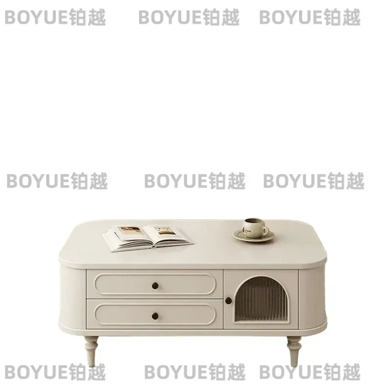 for New Chinese Style TV Cabinet Simple Medieval Solid Wood French Retro Home Tea Table Two-piece Set Side Cabinet