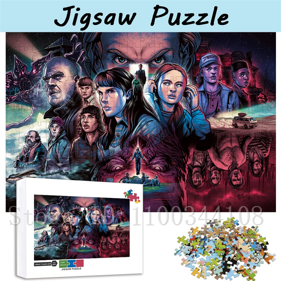 

Stranger Things Anime Style Art Poster Jigsaw Puzzles Parent-Child Interactive Intelligence Game Toys