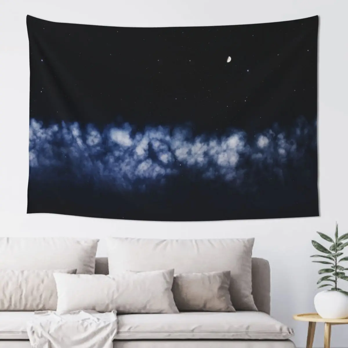 

Contrail moon on a night sky Tapestry Wall Decoration Items Wallpapers Home Decor Tapestry