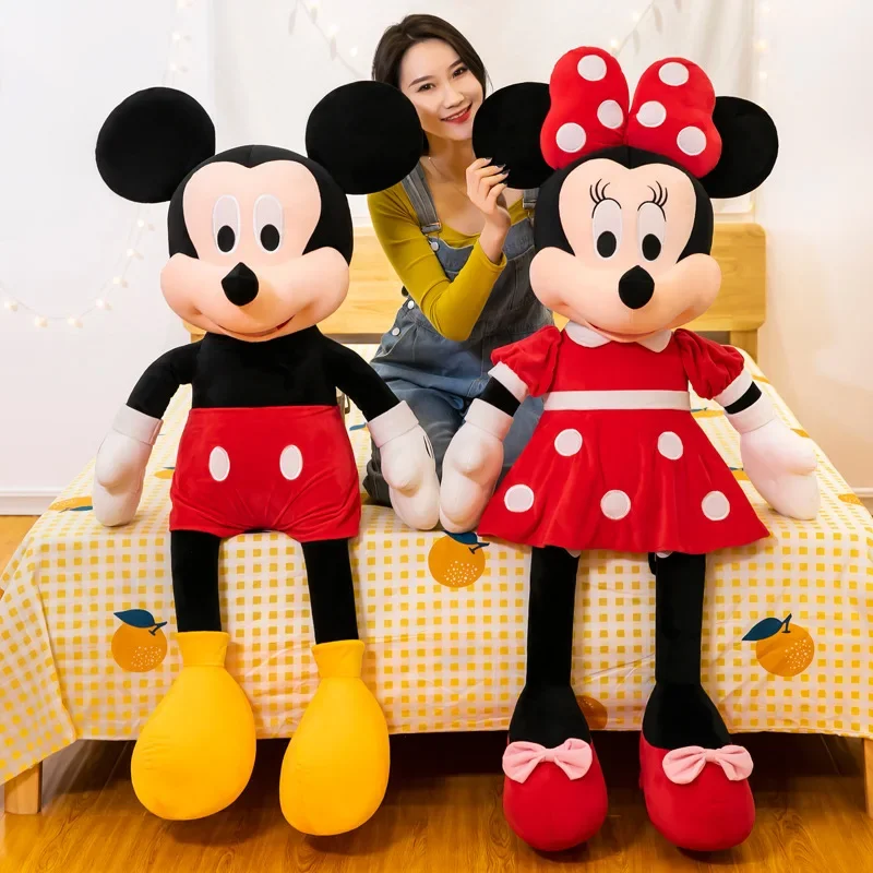 35cm Mickey Mouse Plush Toys Kawaii Anime Mickey Minnie Stuffed Plush Models Decoration Dolls for Kids Birthday Gift