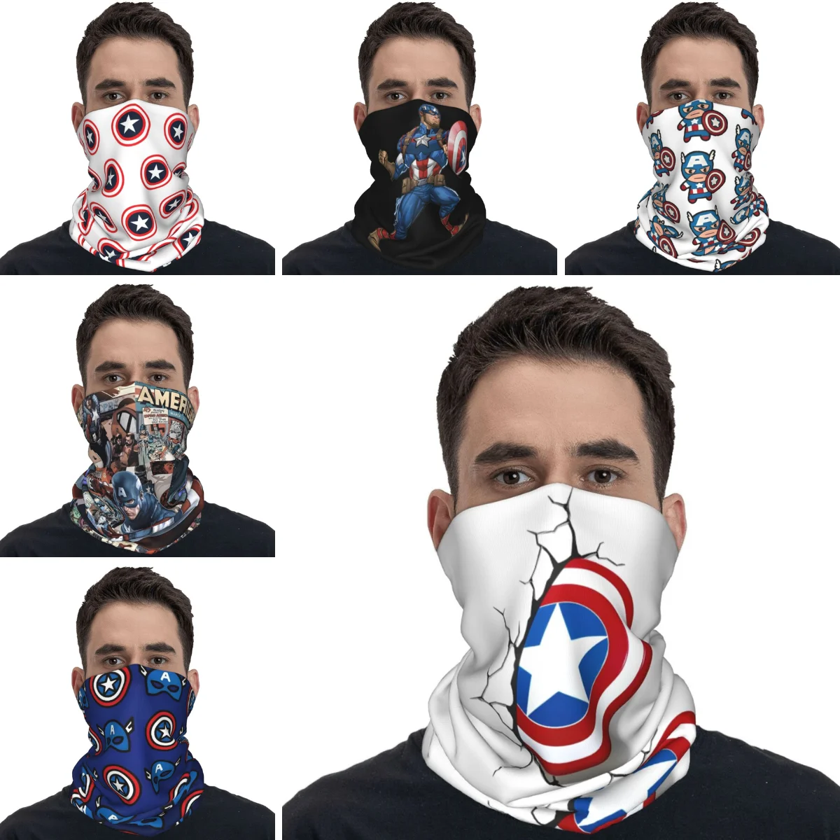 Captain America Super Hero Balaclava Hiking Camping Bicycle Mask Dustproof Soft Warm Tactical Mask Summer Funny Neck Gaiter