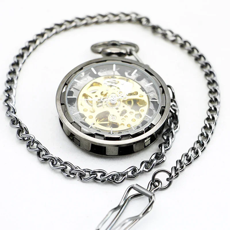 

Mechanical Pocket Watch Necklace Pendant Clock Capless Hollow Unisex Antique Vintage Hand Wind Fob Watch reloj hombre
