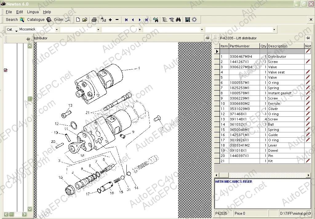 AutoDVD McCormick Newton 6.2 spare parts catalog, parts manual, parts book view 2