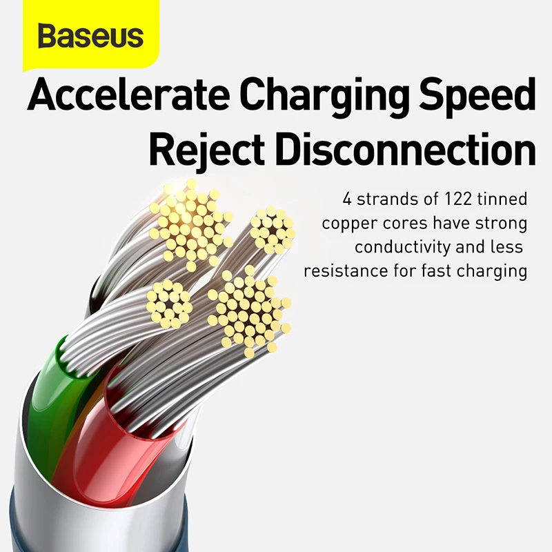 Baseus 3 In 1 USB สำหรับ iPhone 13 12X11 Pro Max Samsung S20 Xiaomi Mi 9 3.5A micro USB ประเภท C ชาร์จสาย