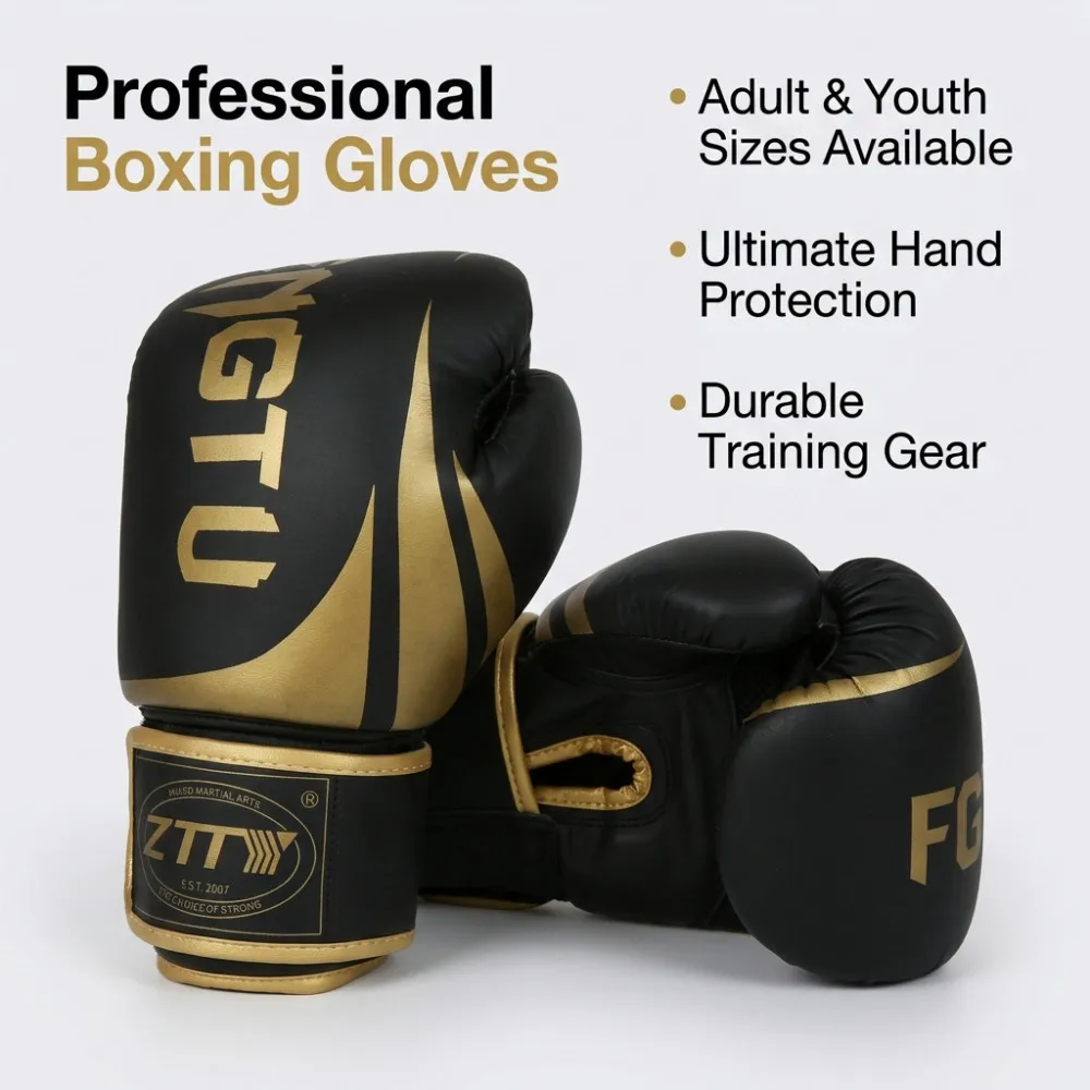 1Pair 8/10/12/16Oz Kids Adult Boxing Gloves PU Breathable Professional Sanda Muay Thai Fighting Gloves Taekwondo Punching Gloves