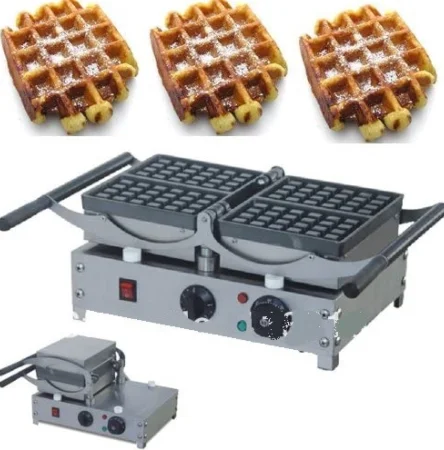 commercial 2pcs Waffle Machine Belgium Waffles Maker Electric Waffle Baker Rectangle Waffle Baking Iron Pan Cake Oven