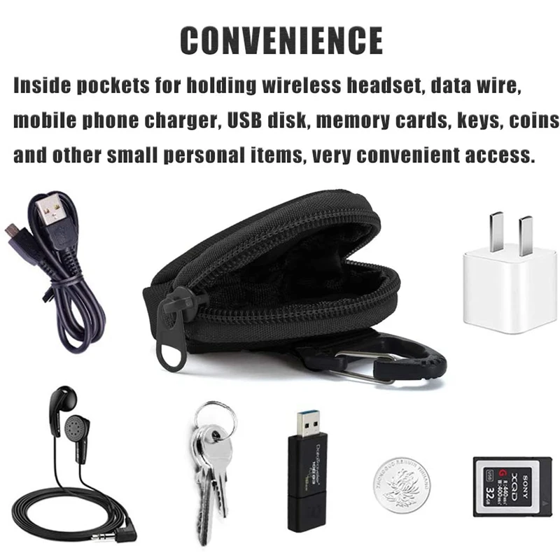 Portable EDC Pouches Gear Tactical Mini Bag Case Coin Purse Keychain Case Wallet Headset Pack Small Pouch Accessories