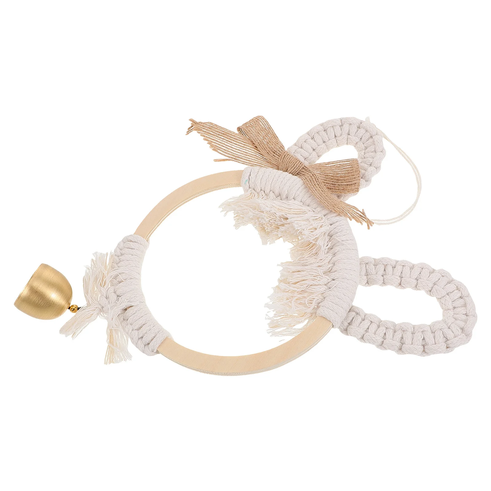 

Woven Wind Chime Macrame Wall Hanging Bell Pendant Handcrafted Rustic Farmhouse Style Easy Install Home Garden Patio