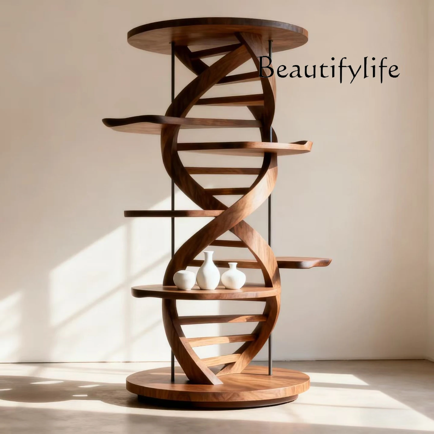 

Книжная полка специальной формы, новый китайский стиль, североамериканский черный орех, книжный напольный шкаф из массива дерева, бытовой шкаф для гостиной