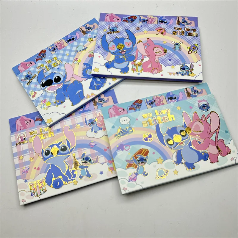 Ensemble de notes autocollantes Disney Stitch pour enfants, autocollant d'index Post-it, figure de dessin animé Kawaii, fournitures de papeterie pour étudiants, cadeaux