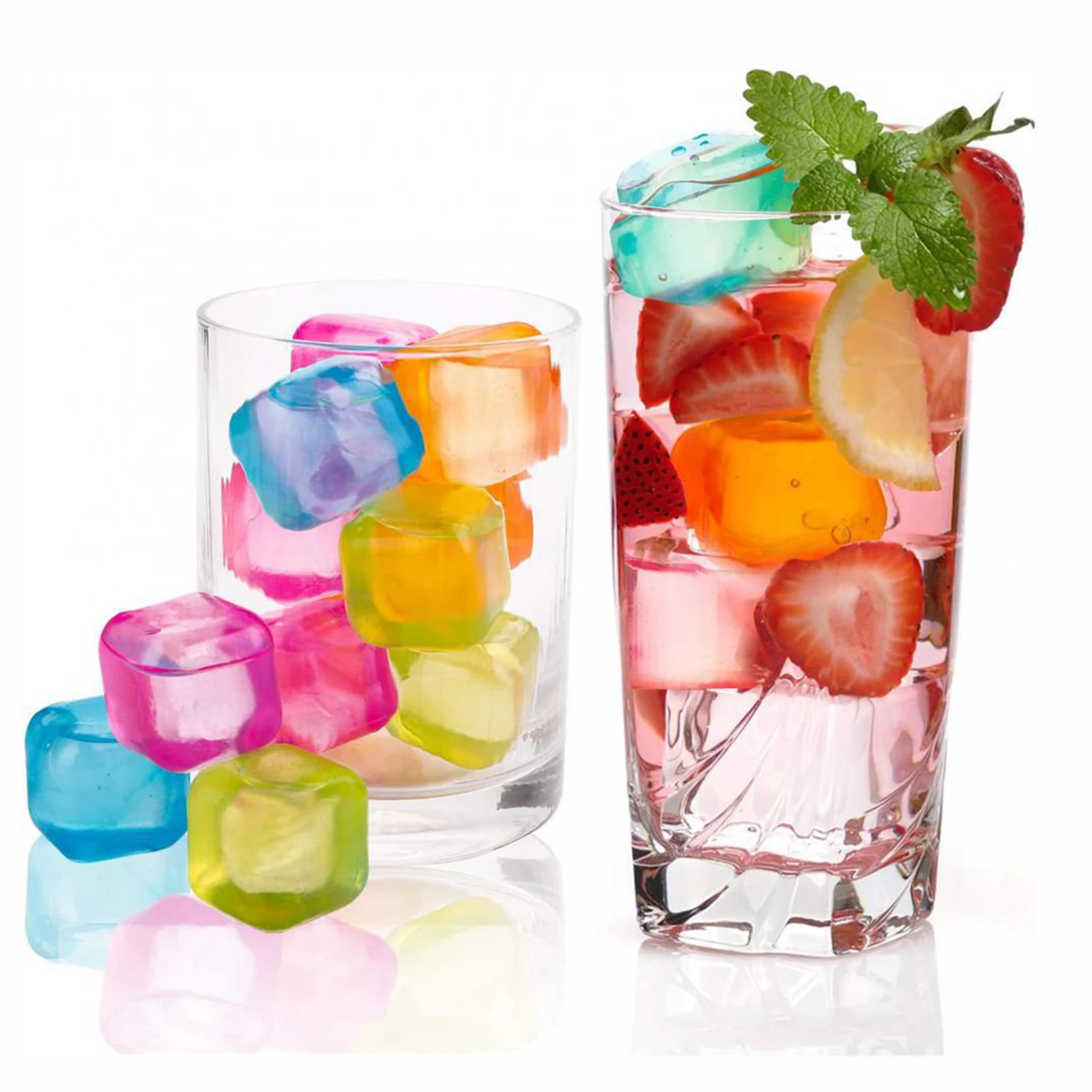 Paquete de 24 Cubos de Hielo de Plástico Reutilizables, Grado Alimenticio, Congelación y Enfriamiento Rápidos, para Loncheras, Neveras Portátiles y Fiestas