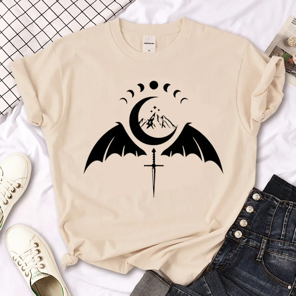 Acotar Tee Women Y2K Anime Designer Tshirt Female 2000s Funny Anime Clothing