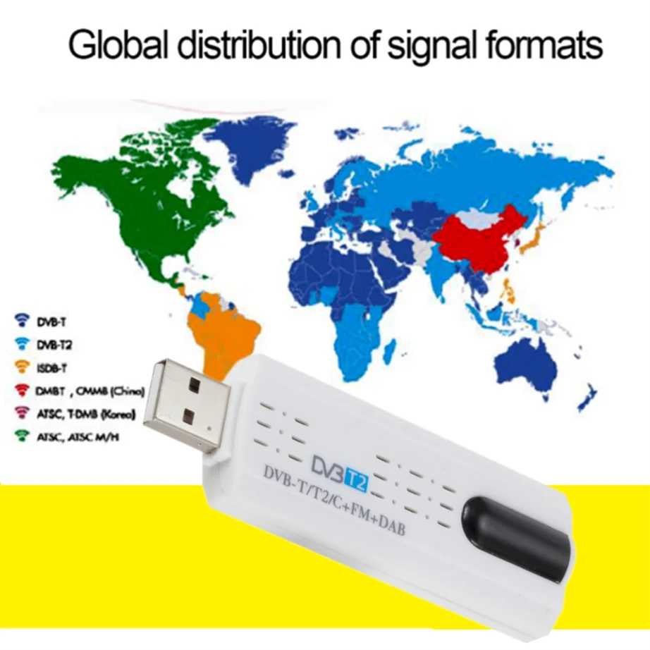 Digital Satellite DVB T2 USB 2.0 TV Stick Tuner With Antenna Remote HD USB TV Receiver DVB-T2/DVB-T/DVB-C/FM/DAB USB TV Stick