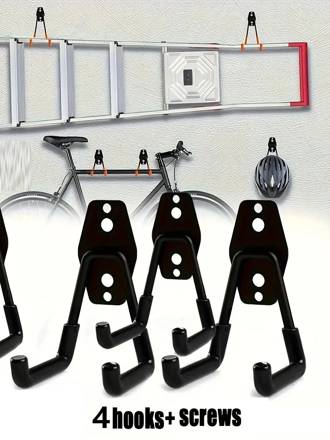 AliExpress NONE Heavy Duty Metal Hook Garage Organizer Wall Mount Bicycle Hanger Hooks Wall Mount Anti-slip Storage Hook For Ladders Garden Tool