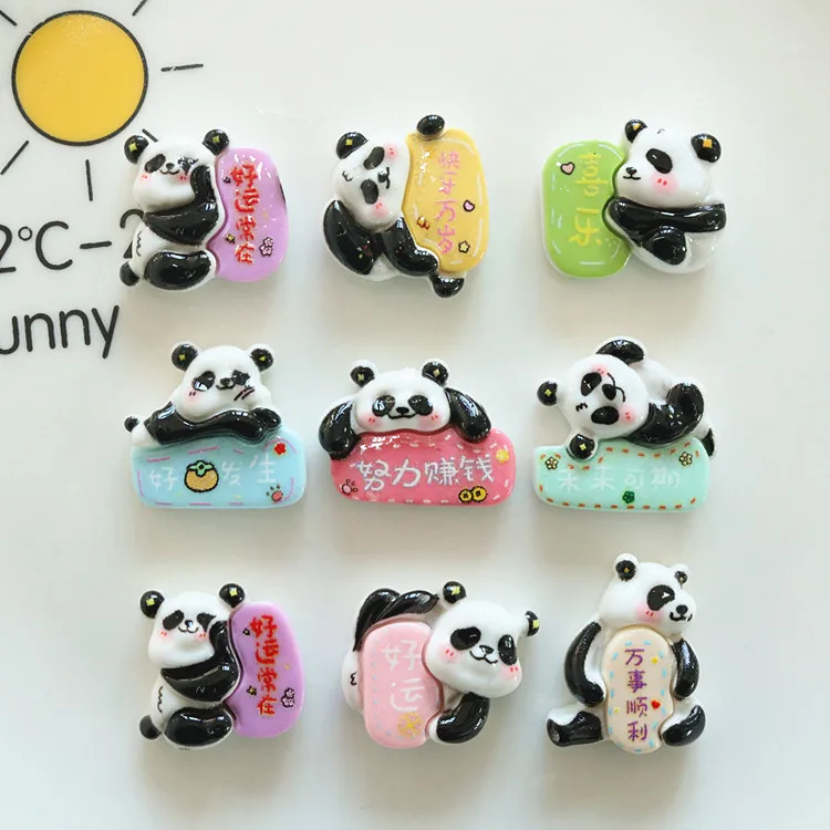 5pcs cute miniso series panda cartoon resin flatback cabochons diy crafts materials jewelry making charms