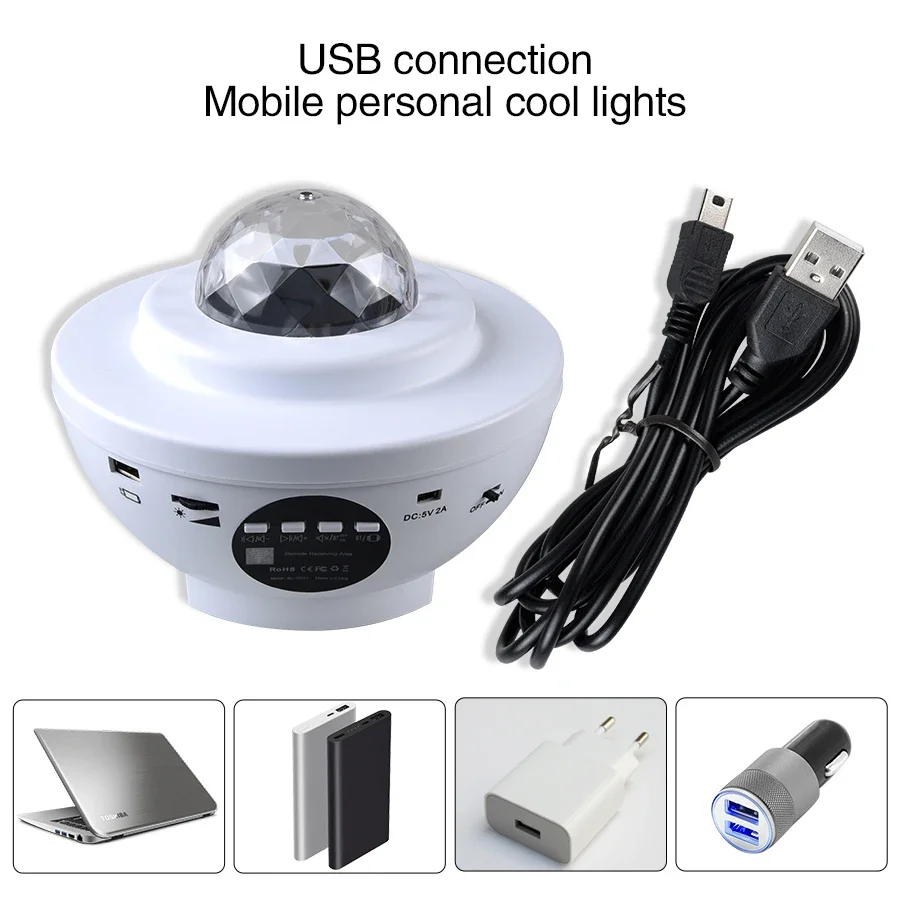 Star  Projector Starry Sky Night Light Ocean Wave Music Player Remote Projection Rotating Lamp   Bedroom Gifts