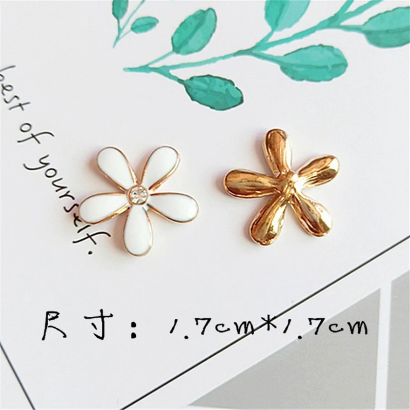 New 17MM Oil Dropping Metal Alloy Small Flower Gold Clothing Jewelry Accessories Small Pendant Bowknot Gift Box Necklace Bracele