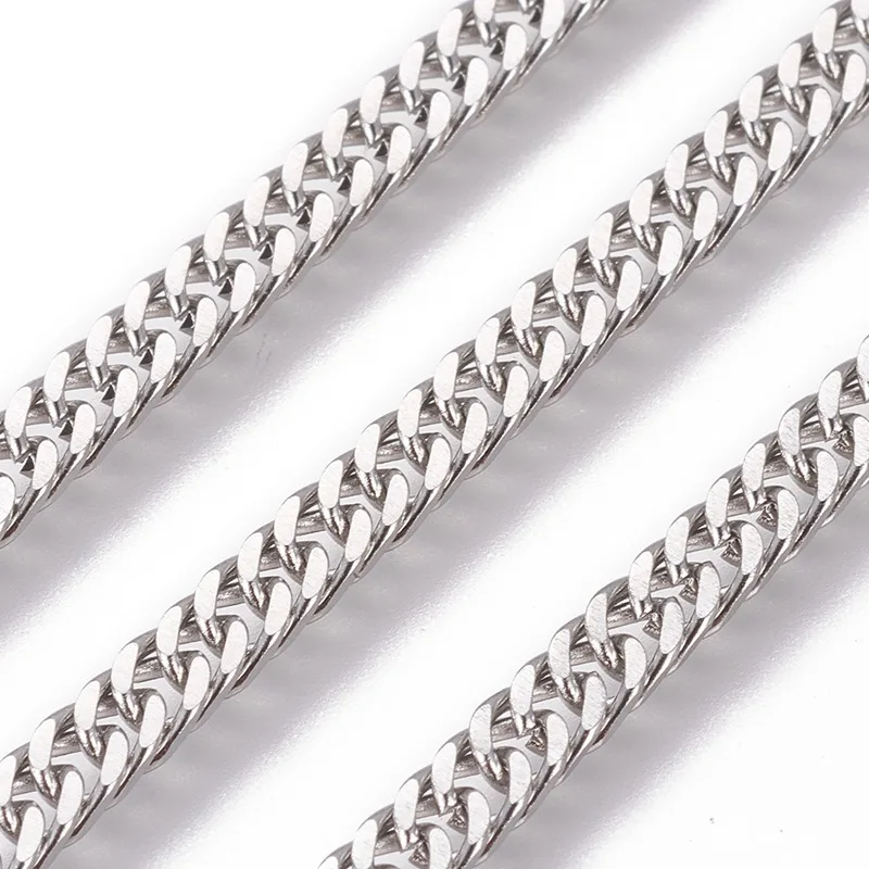 10M 304 Stainless Steel Curb Chains Unwelded Link Chain for Fashion Jewerly Making DIY Bracelet Necklace HIPHOP Craft Supplies