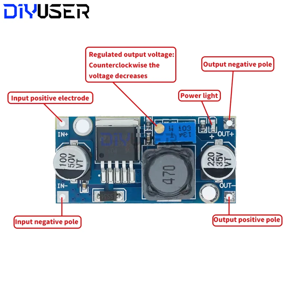 LM2596S LM2596 DC-DC Buck Converter Adjustable Power Supply Module 3A 4-35V to 1.23-30V for LED Lab