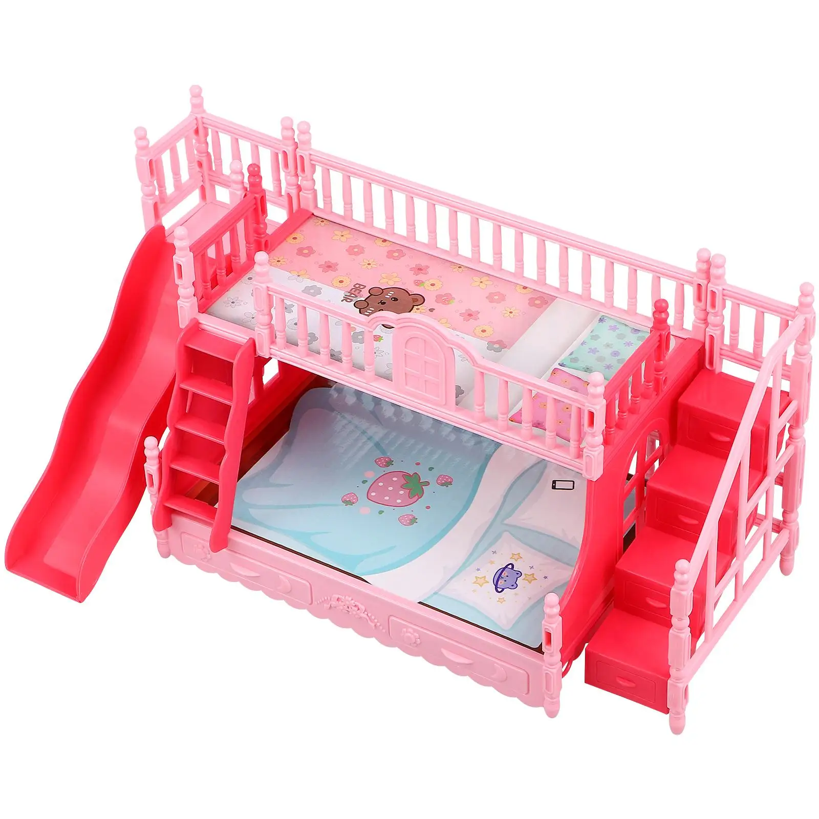 

Bunk Bed Mini House Accessory Bedroom Reborn Baby Dolls Toy Miniature Furniture Model Ornament